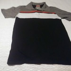 Striped short sleeved collar short